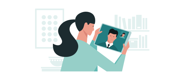 man with tablet in front of the house